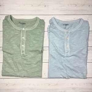 Goodfellow & Co - Small Men's Short Sleeve Henley Shirts - Green and Light Blue